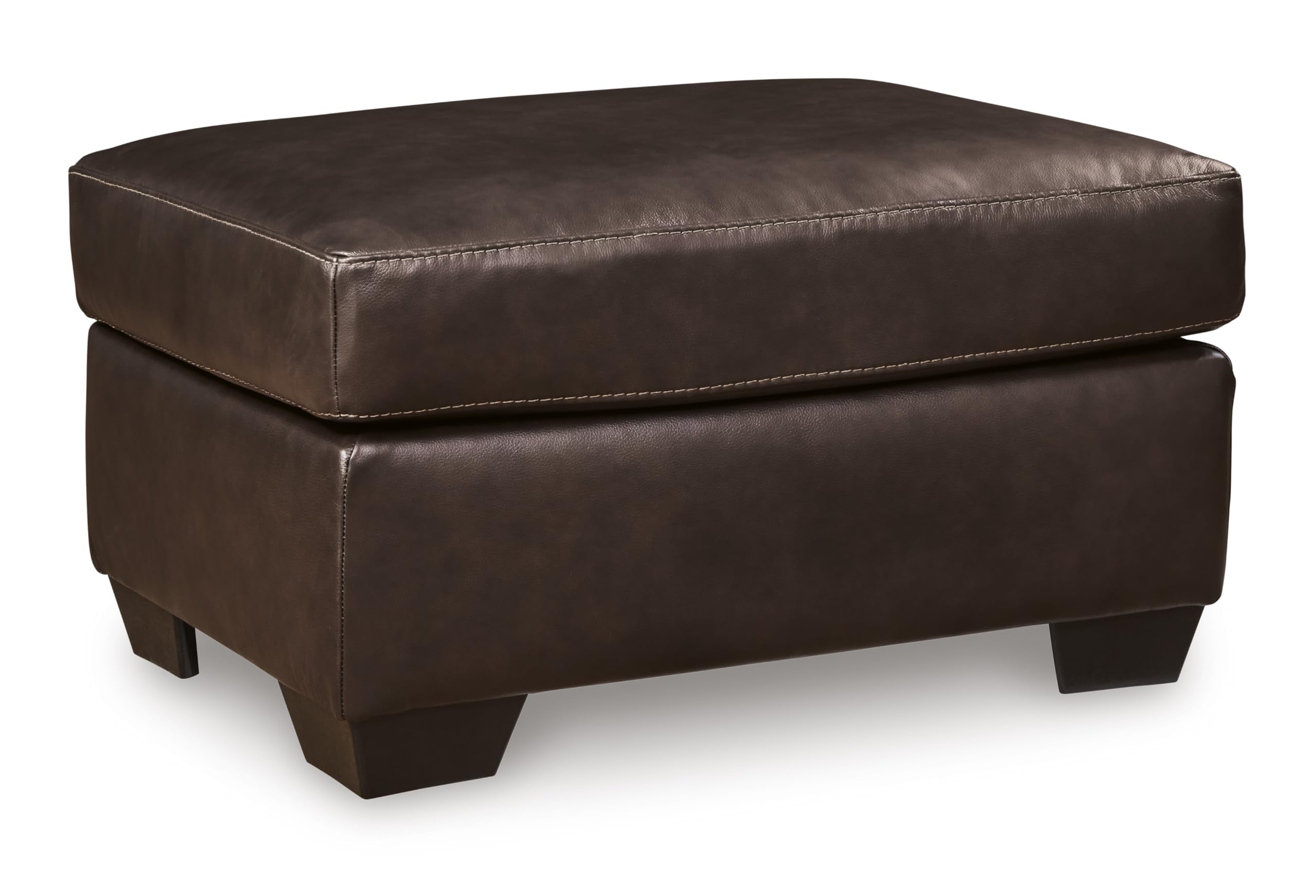 Signature Design by Ashley Santorine Classic Leather Match Rectangular Ottoman for Living Room, Dark Brown
