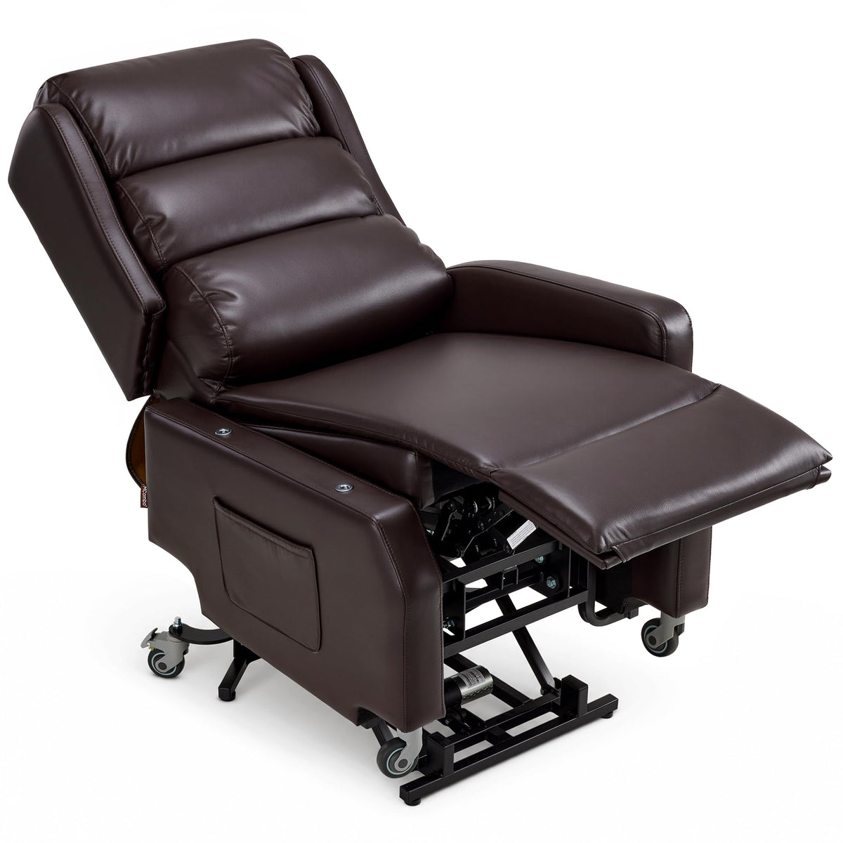 MCombo Power Lift Recliner Chair with Wheels for Elderly 7118 (Dark Brown)