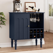 Surmorn Arched Fluted Coffee Bar Cabinet with Storage& Wine Racks, Blue