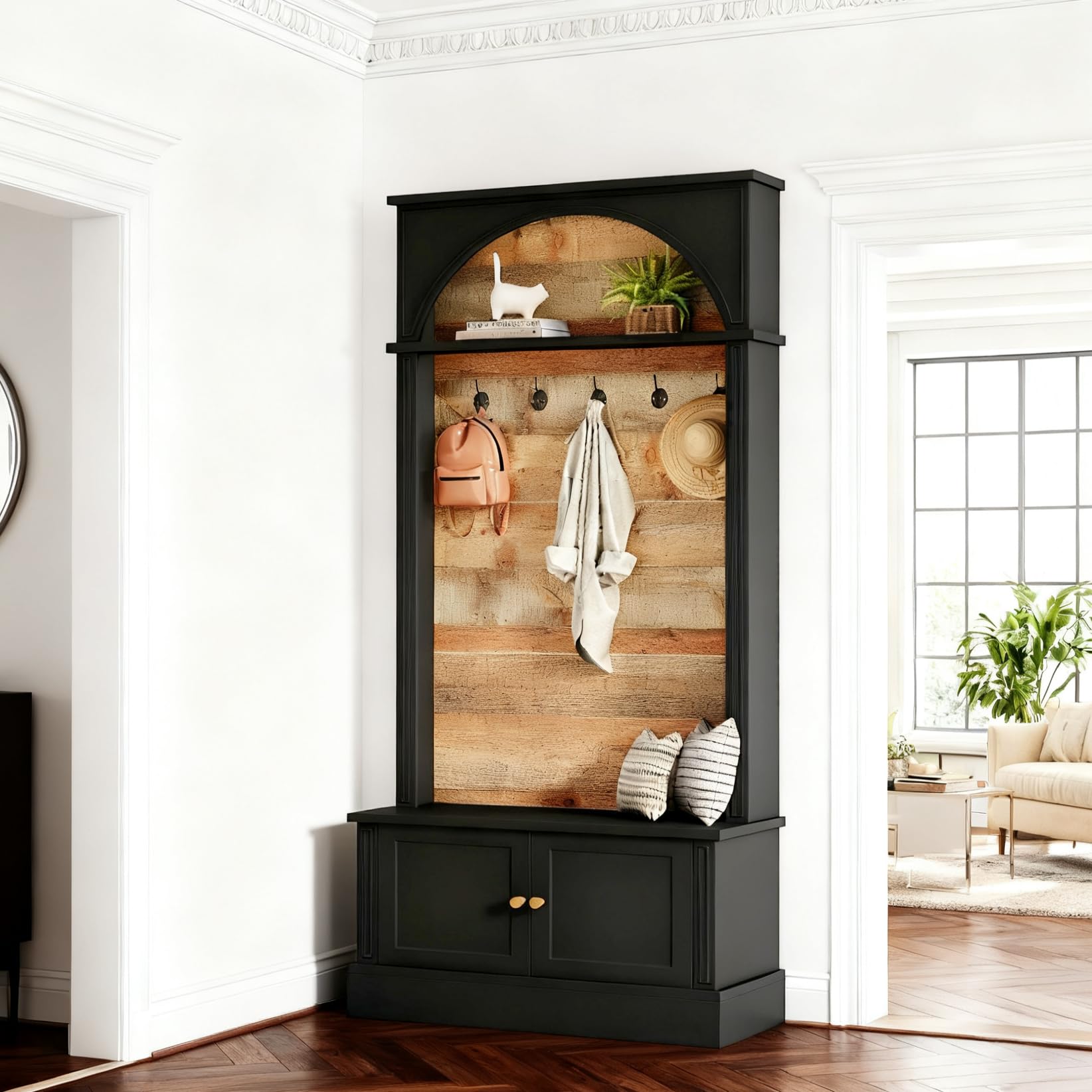4-in-1 Hall Tree with Storage Bench & Shoe Cabinet