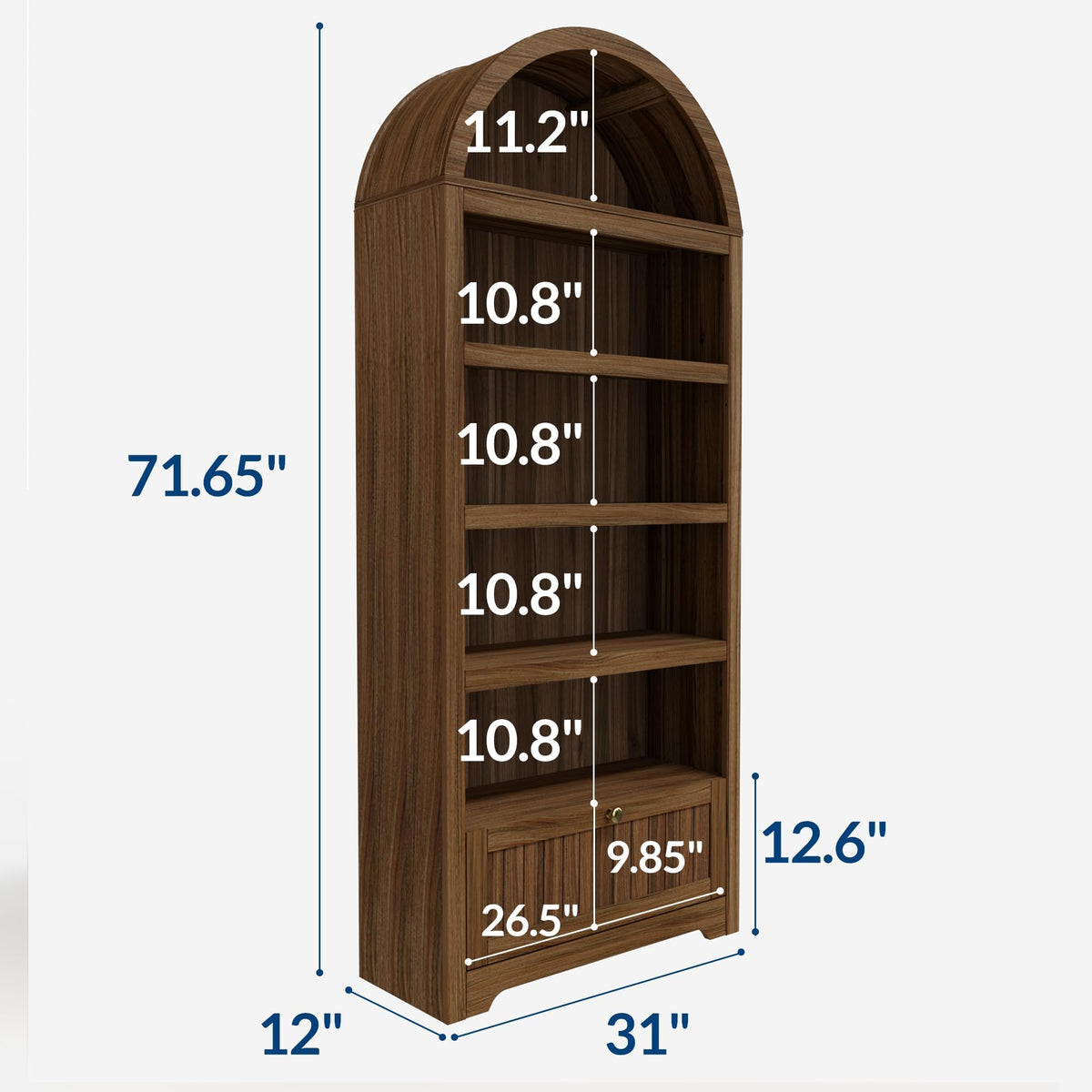 Arched Bookcase with Drawer