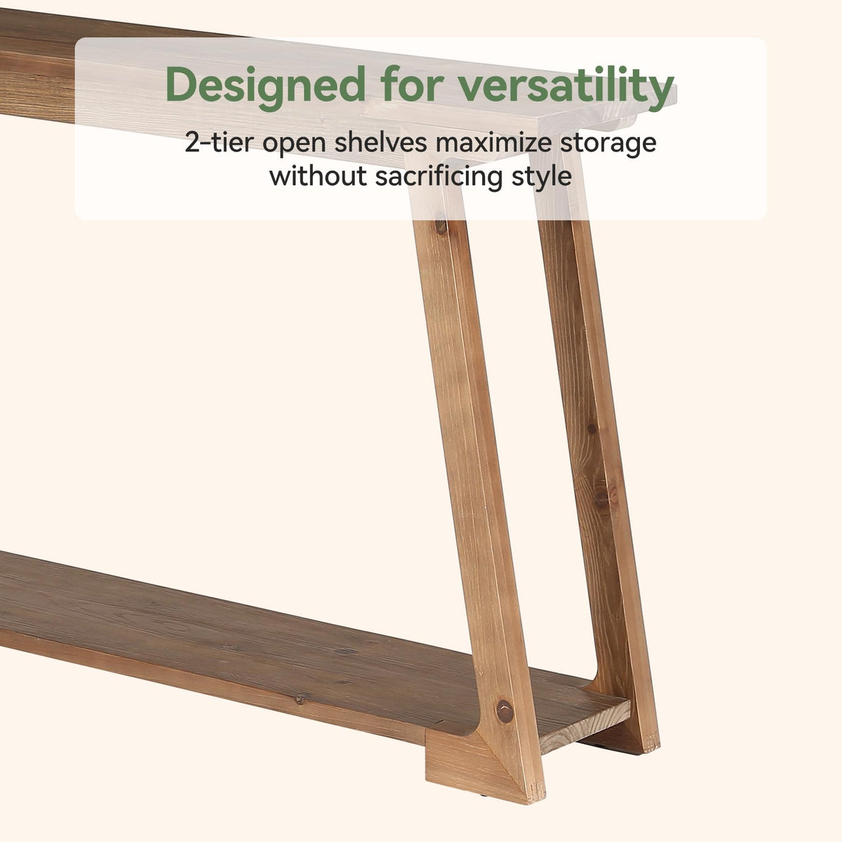 Solid Wood Two-Tier Console Table
