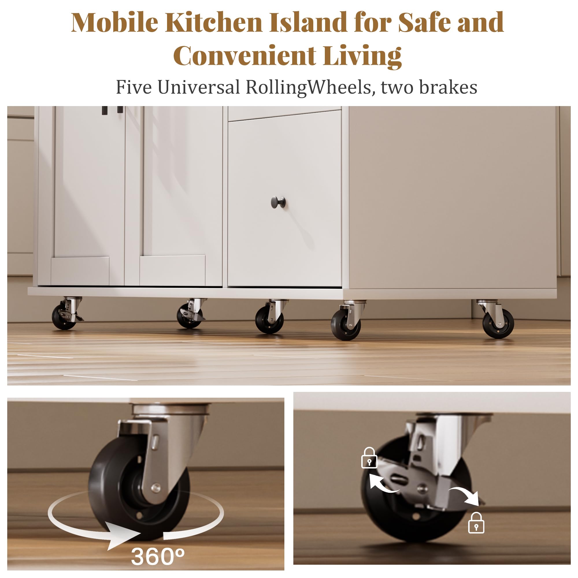 Kitchen Island Cart with Drop Leaf & Storage
