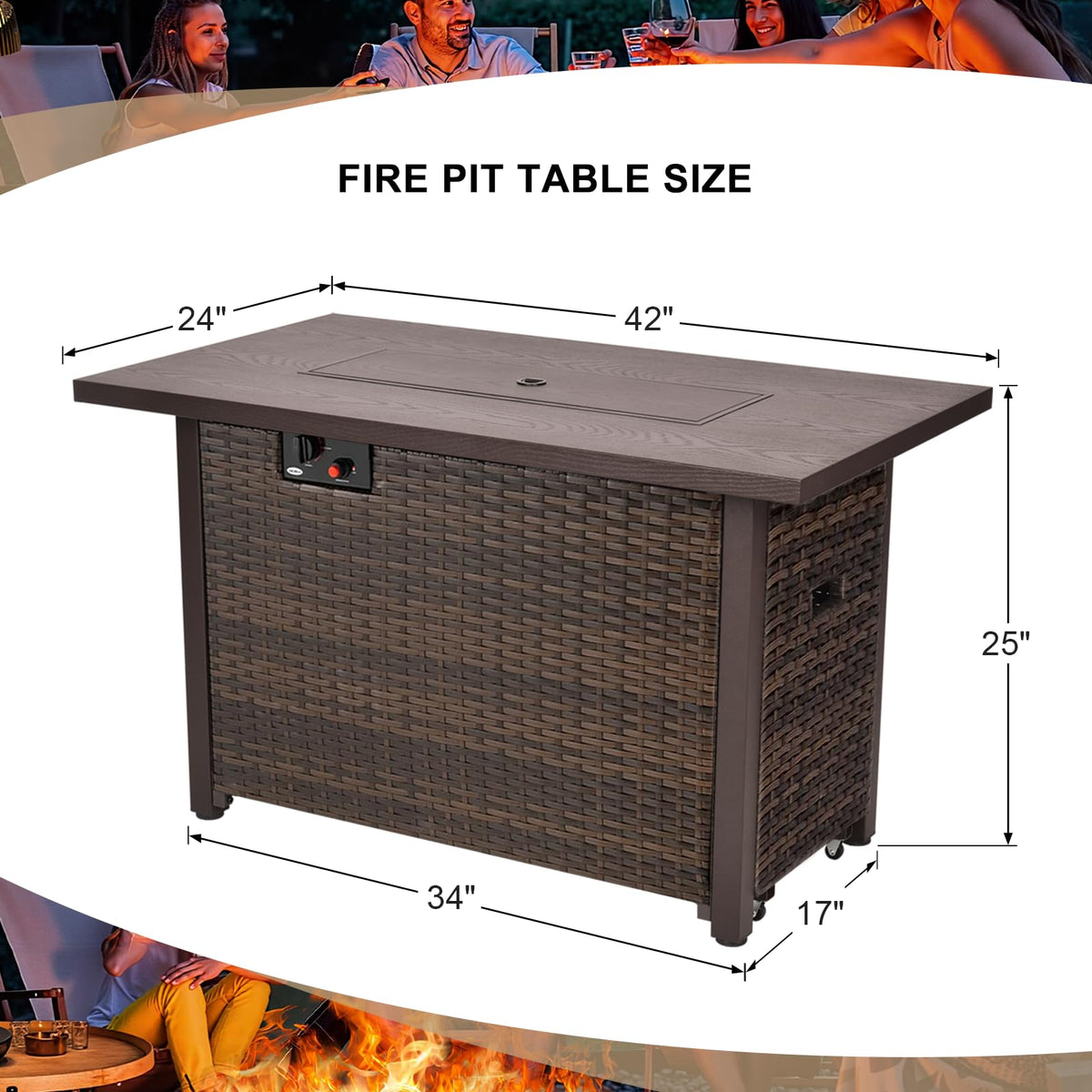 Wicker Propane Fire Pit Table