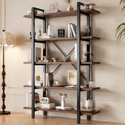 Industrial Bookshelf with Metal Frame