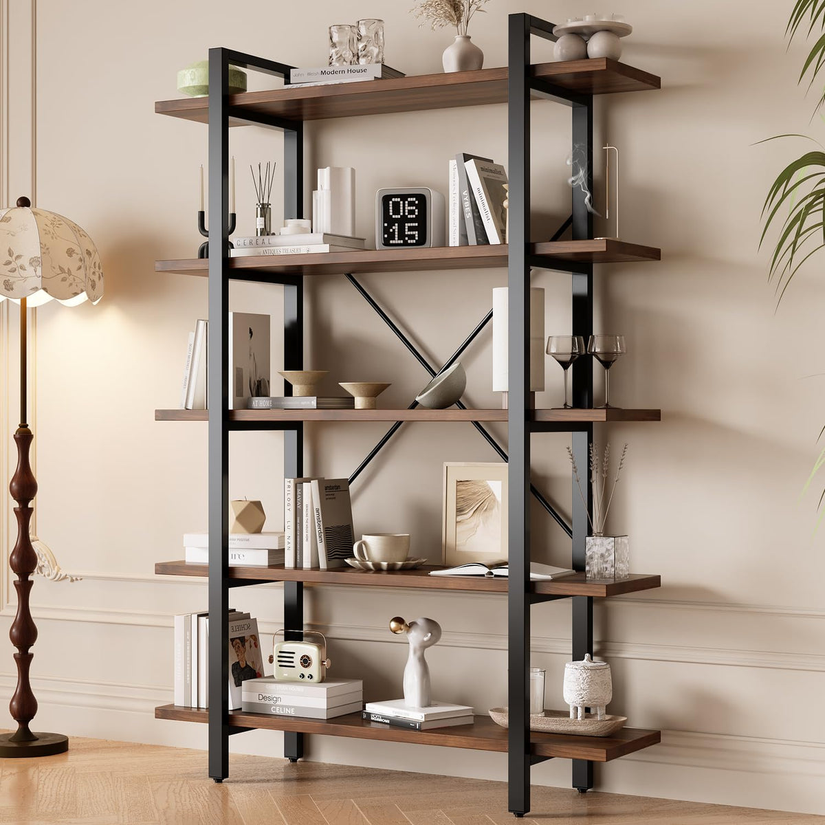 5-Tier Industrial Bookcase