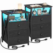 LED Nightstands with Charging Station, Set of 2