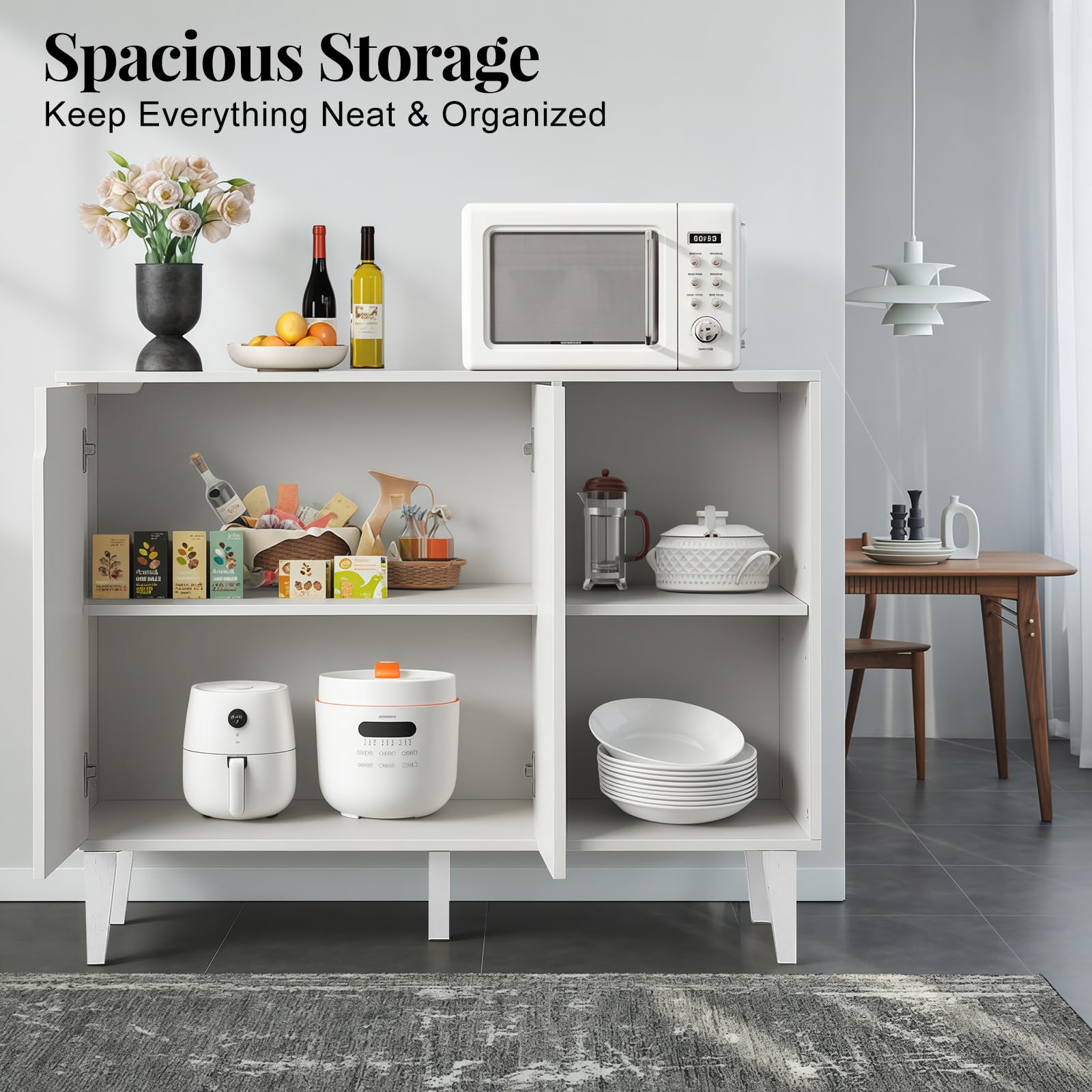 Buffet Cabinet with 2 Doors & 2 Shelves – White