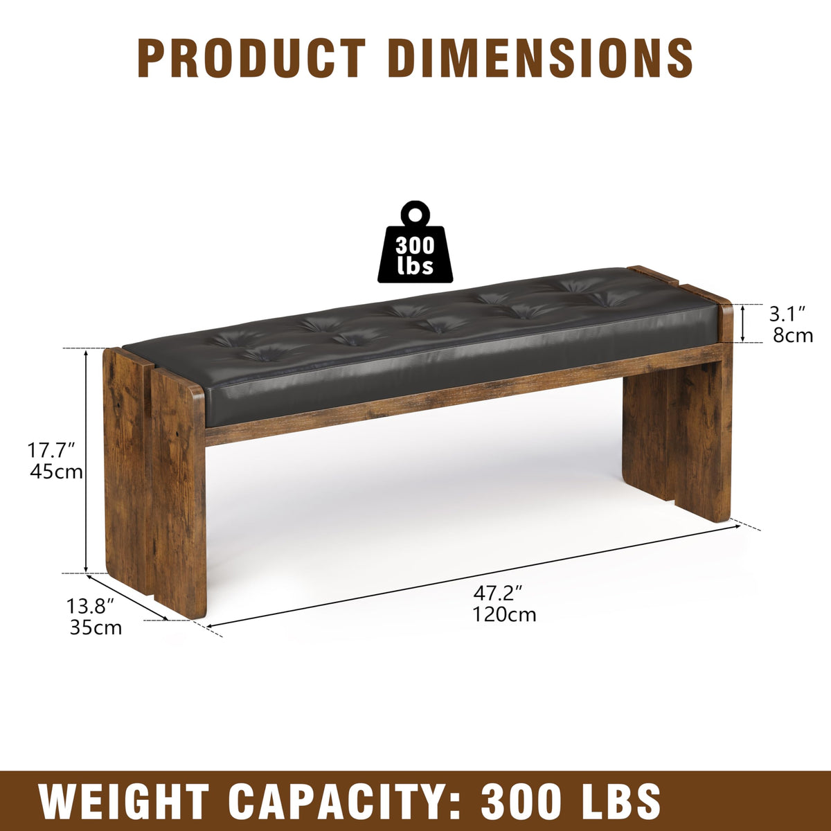 Faux Leather Upholstered Dining Bench