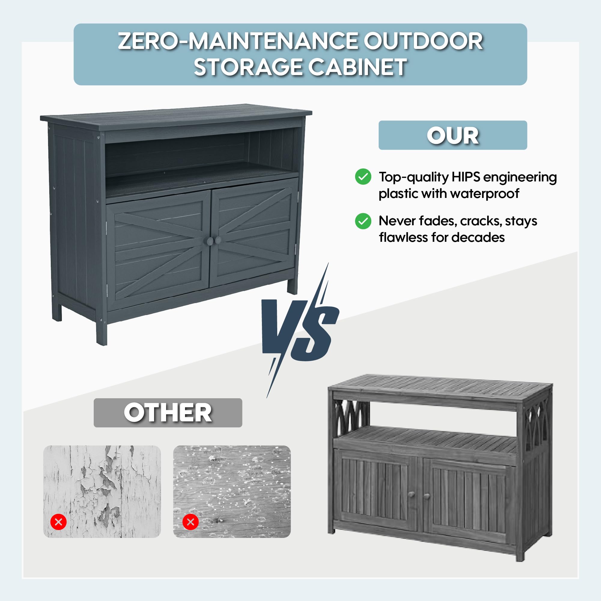 Outdoor Storage Cabinet with Magnetic Doors