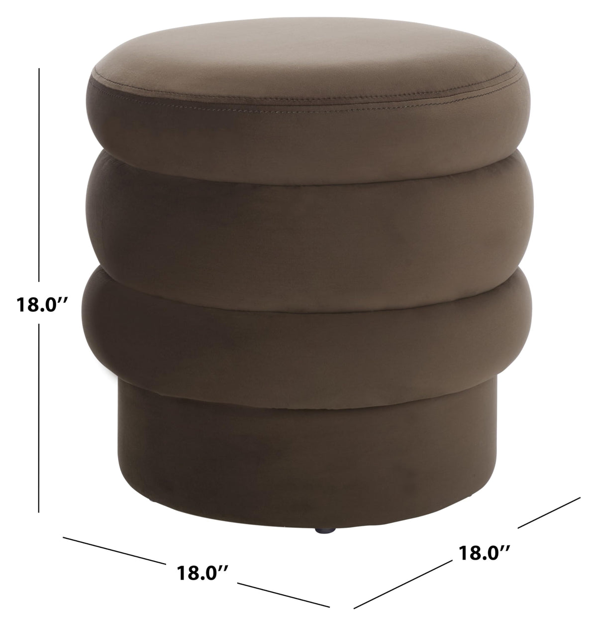 Chocolate Velvet Layered Ottoman