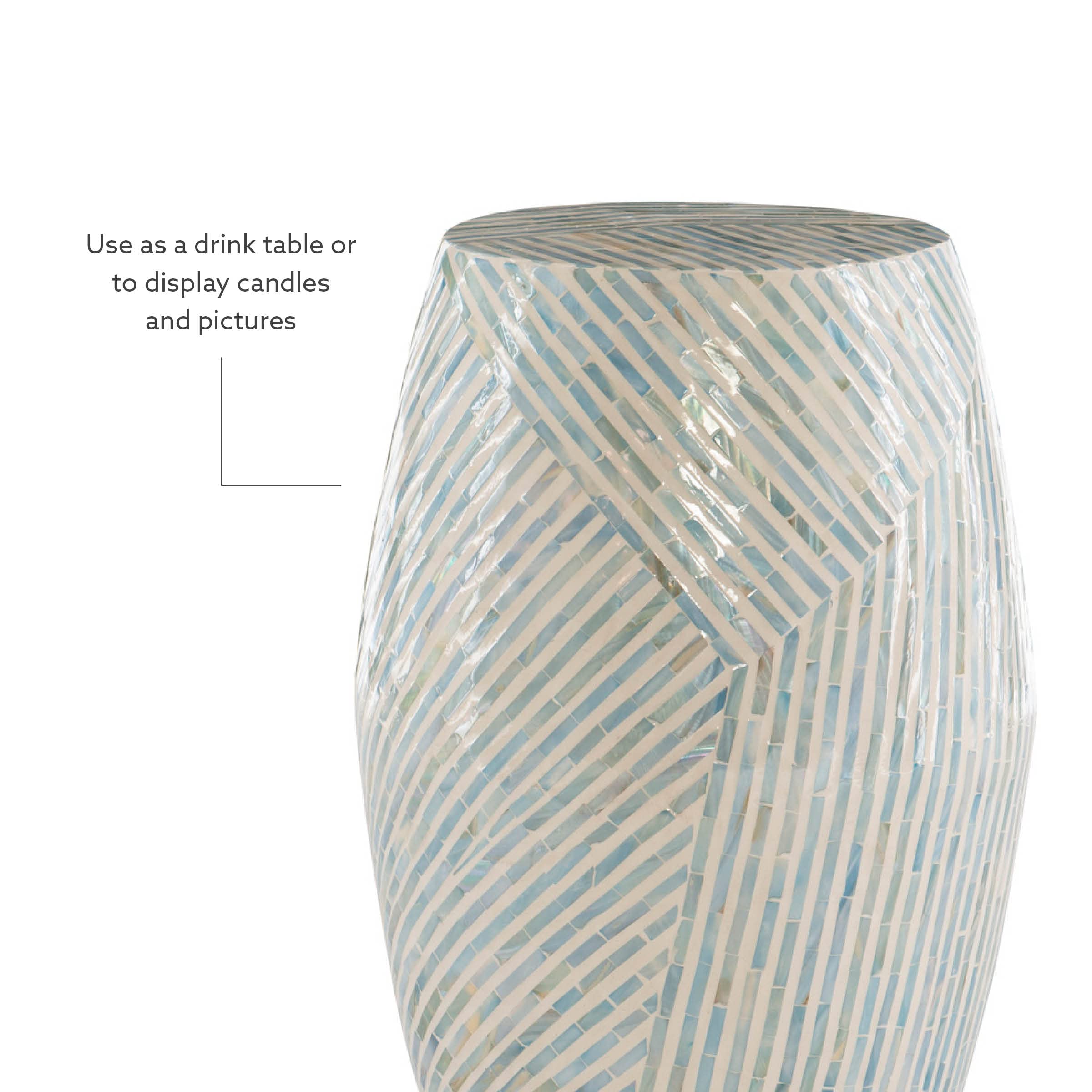Capiz Shell Drum Accent Table