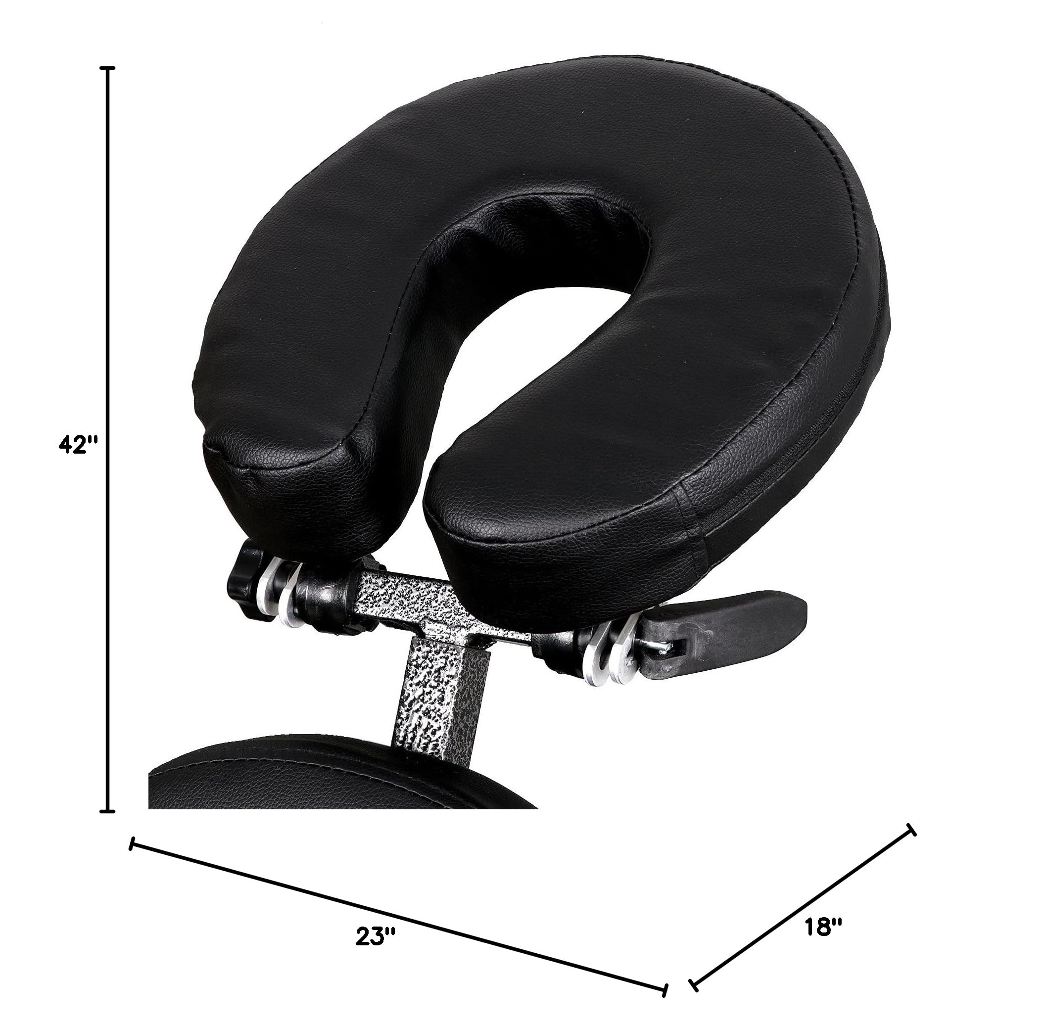 ZENY Portable Massage Chair, Tattoo Spa Therapy Chair, Adjustable, Black, PU Leather, Aluminum, Modern Style, 23"L x 18"W x 42"H, 250 Lbs Weight Capacity, Relaxing