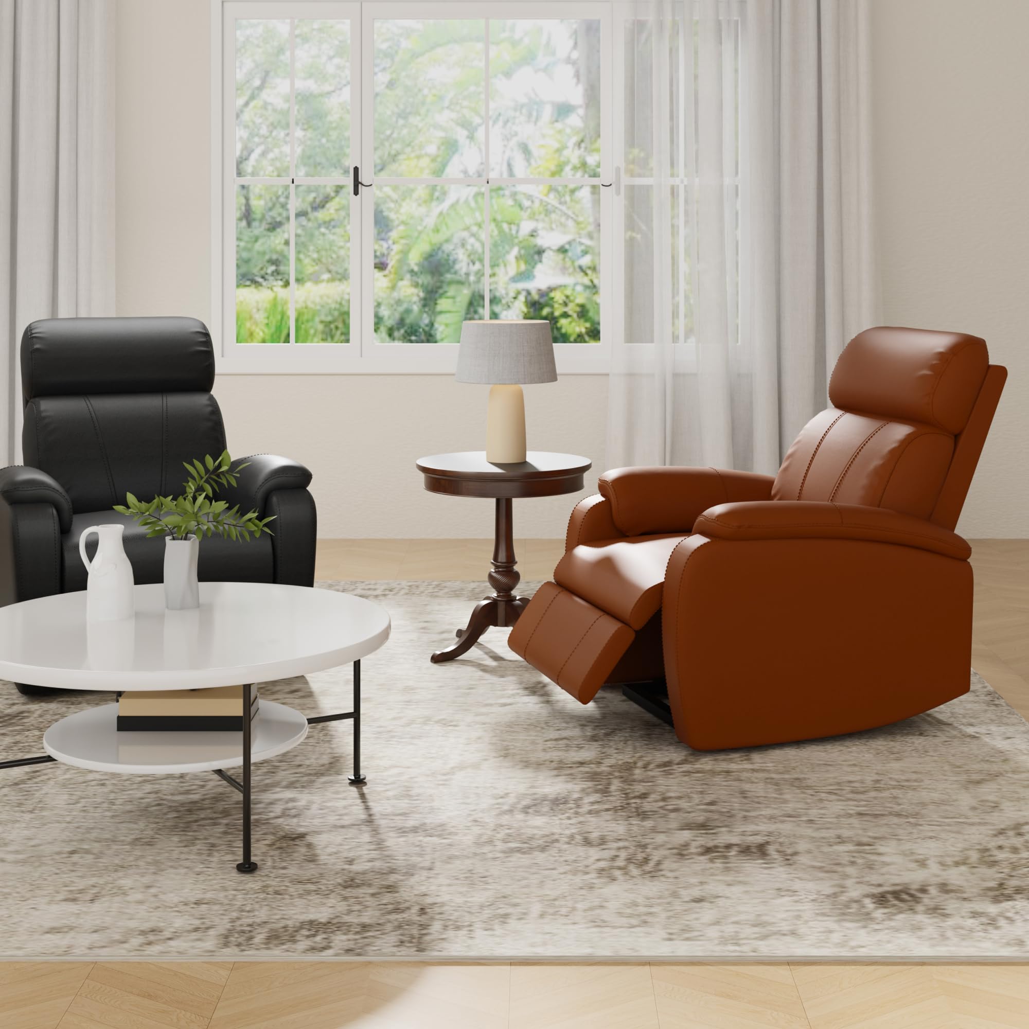 FLEXISPOT X3 Power Recliner Chair, Adjustable Electric Recliner with USB Port, Thick Cushion & Padded Back, Comfortable Faux Leather Chair for Adults, Living Room, Nursery, Home Theater (Saddle Brown)