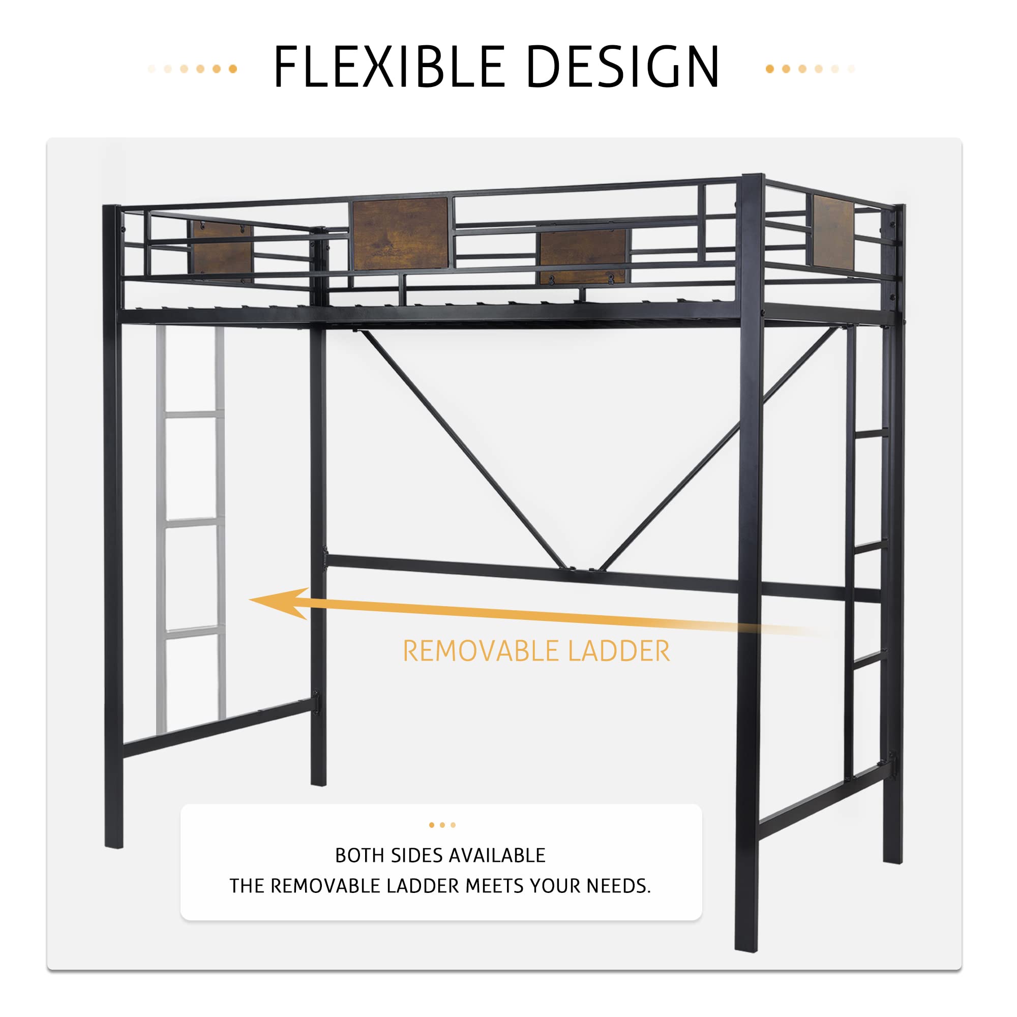 Twin Loft Bed with Ladder & Guardrail