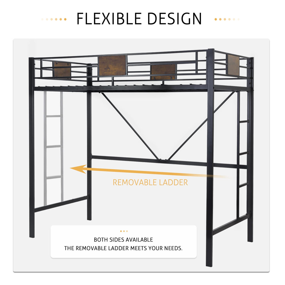 SHA CERLIN Loft Bed Twin Size with Ladder and Guardrail,Rustic Design