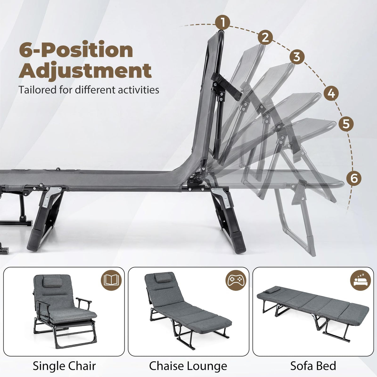 KOTEK Folding Camping Cot for Adults, Portable Cot Bed w/Mattress & Pillow