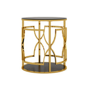 Glass Side Table with Gold Frame