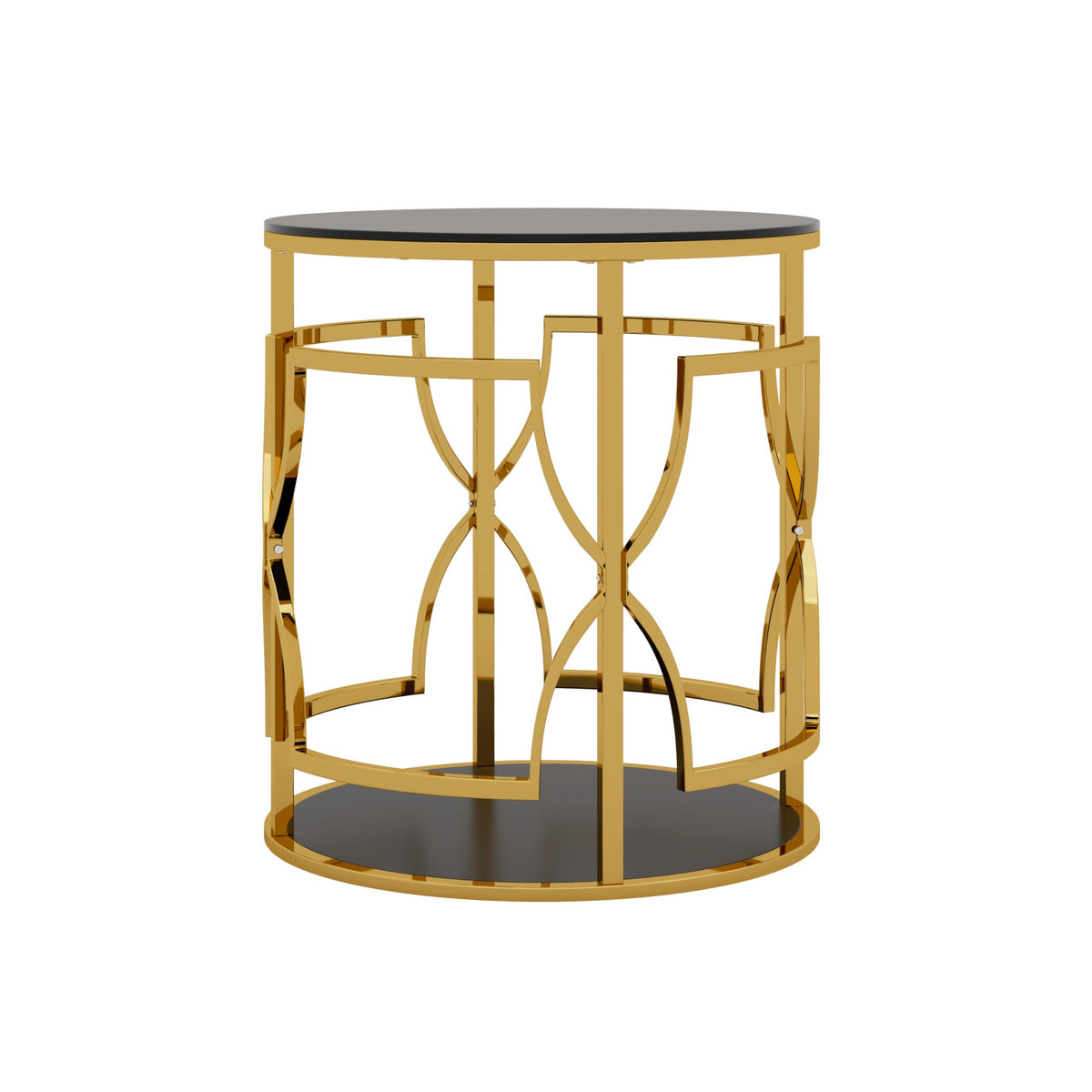Glass Side Table with Gold Frame