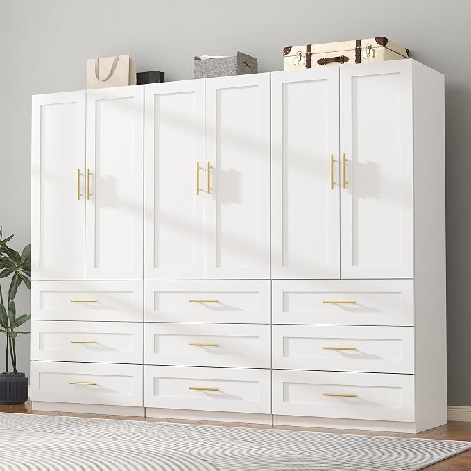 White Wardrobe Armoire with 2 Drawers