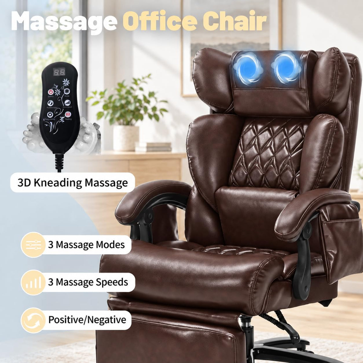 Niruvyn 800LBS Massage Big and Tall Reclining Office Chair with Footrest