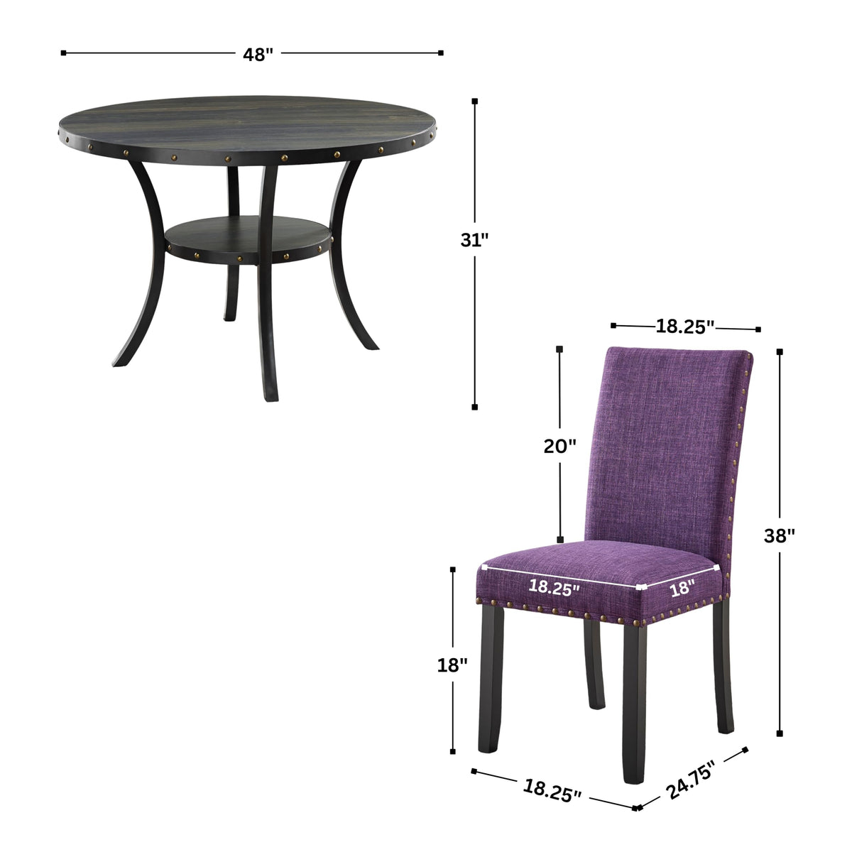 5-Piece Round Dining Set