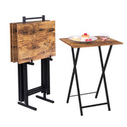 Folding TV Tray Set with Storage Rack