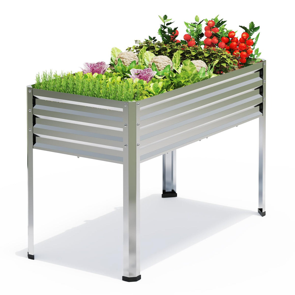 FOYUEE Galvanized Raised Garden Bed with Legs 48x24x32in Outdoor