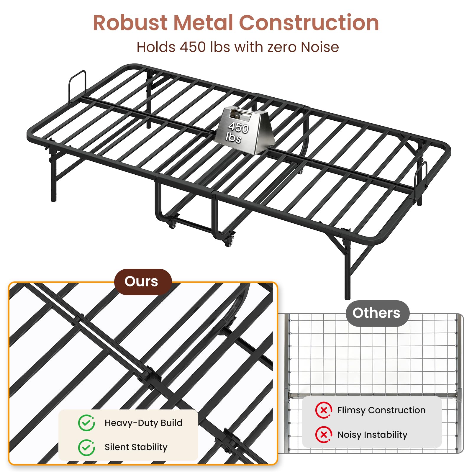 Folding Bed with Memory Foam Mattress