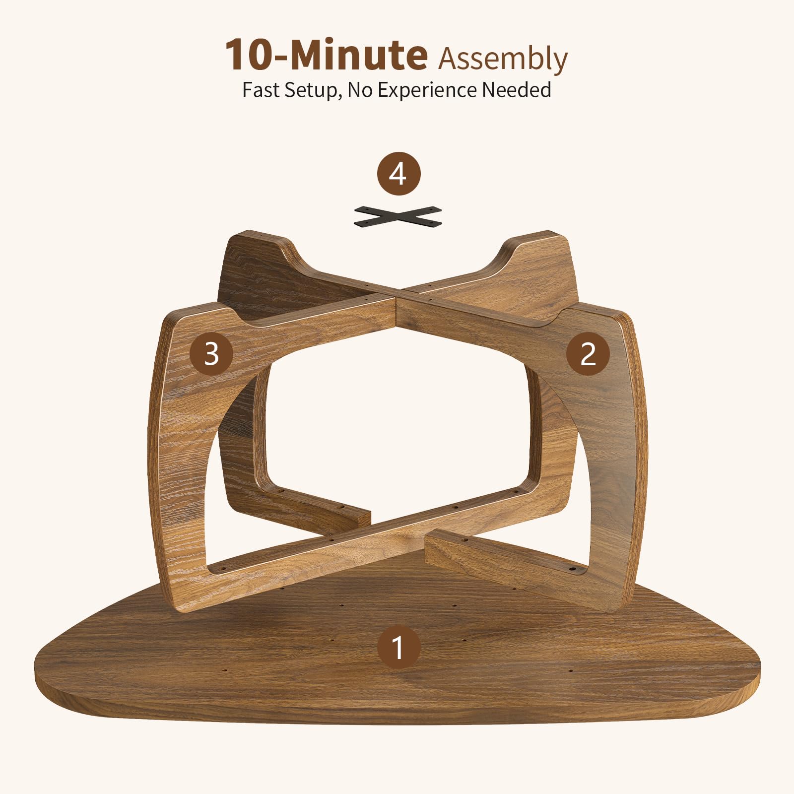 Round Wood Coffee Table with Triangle Frame