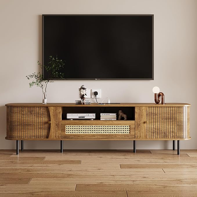 71" Mid-Century Modern TV Stand with Power Outlet