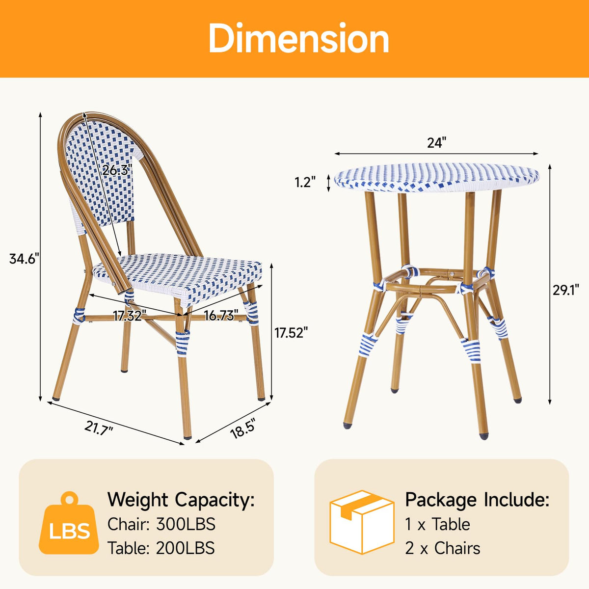 3-Piece French Wicker Bistro Set