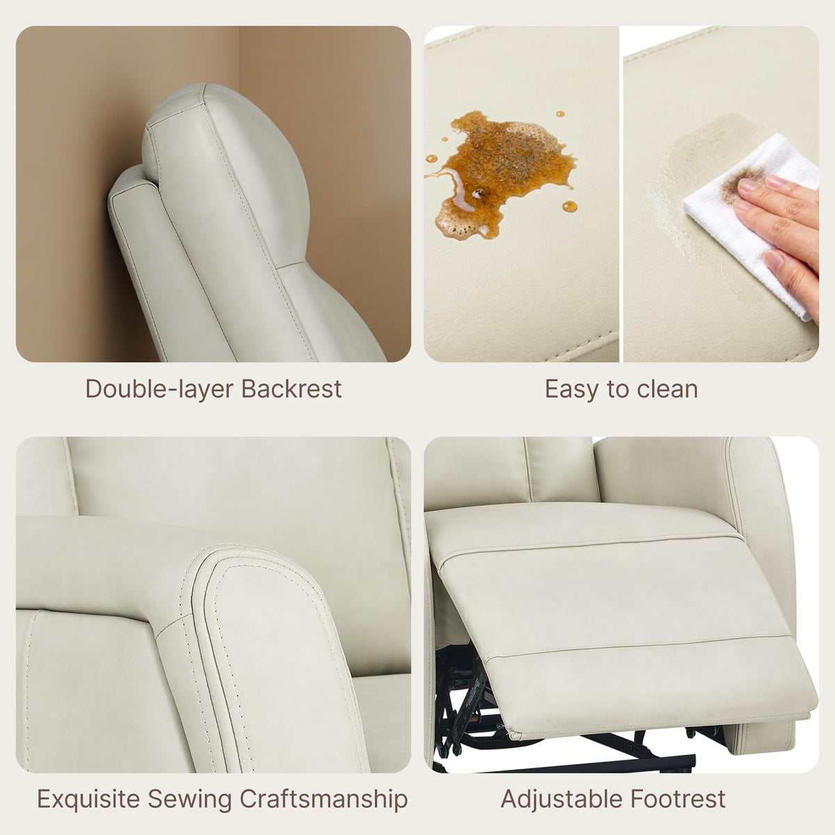 KISLOT Wall Hugger Power Recliner Chair with USB & Type-C Ports Faux Leather Recliner 135° Reclining Small Space Electric Sofa for RV Living Room Bedroom