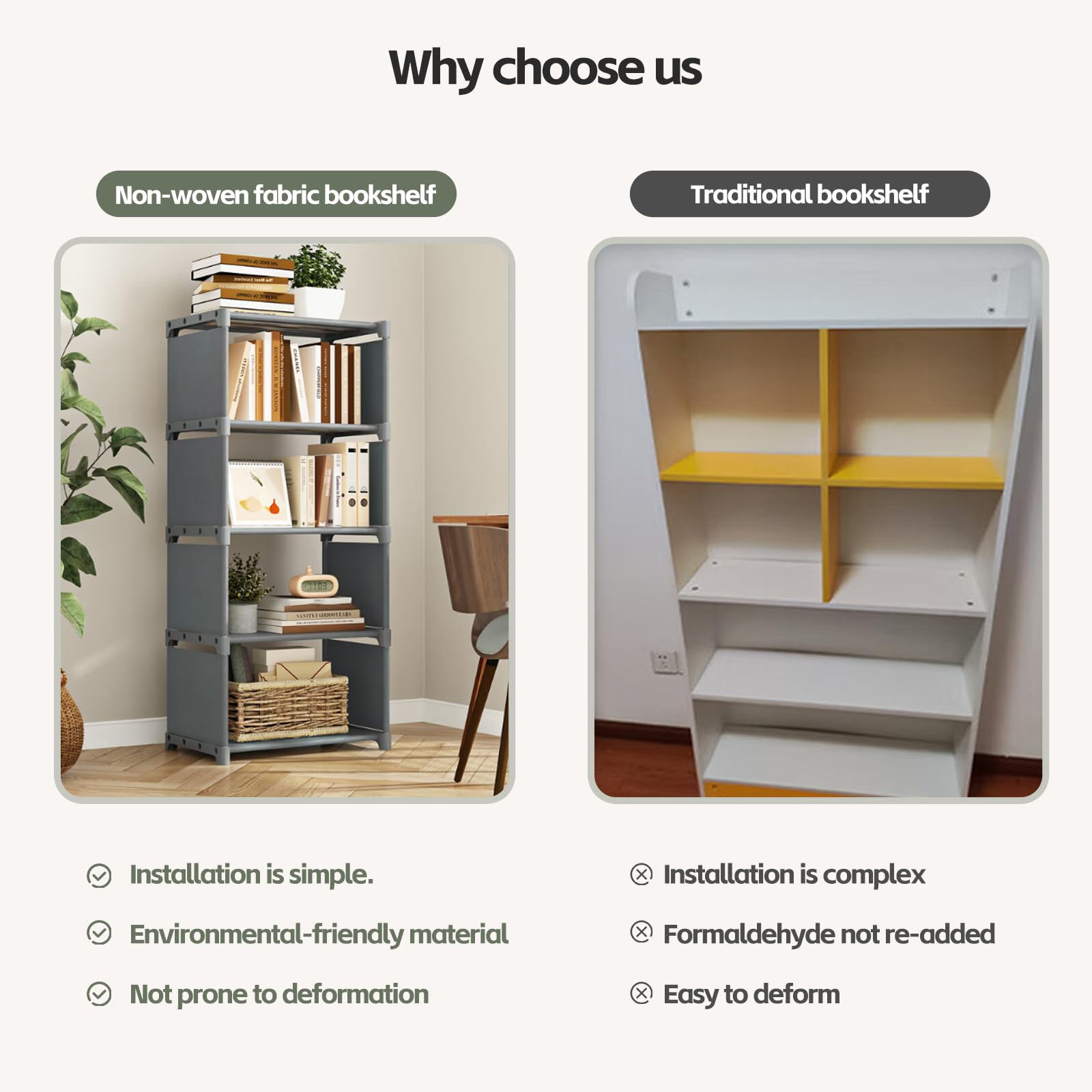 WEMAKMAK 4-Cube Storage Organizer Shelf – Tool-Free Assembly Cube Bookcase for Bedroom, Closet & Small Spaces, Bookshelf Organizer for Kids’ Clothes & Nursery