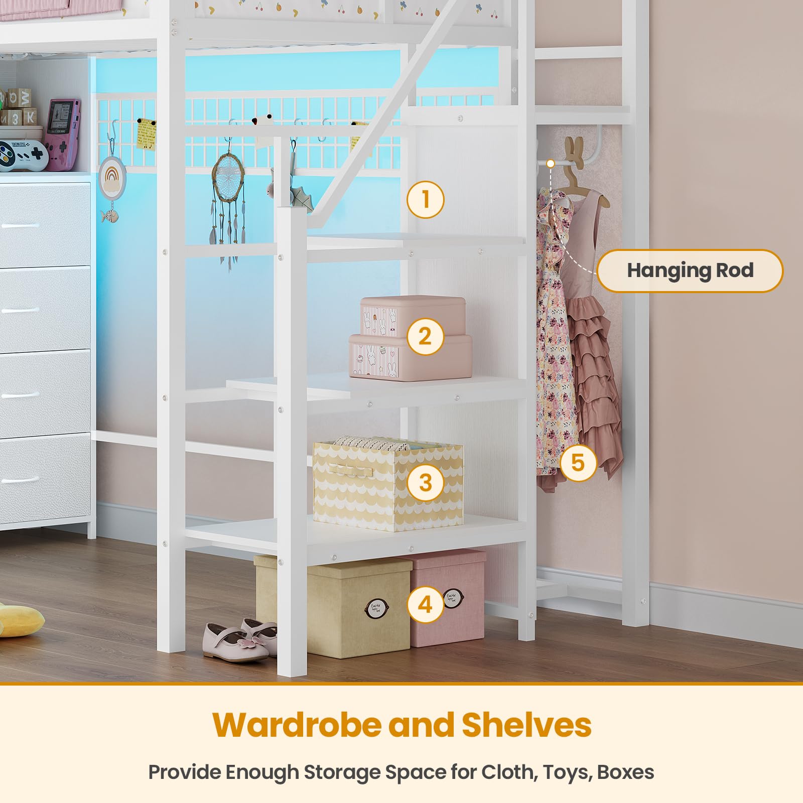 Twin Size Loft Bed with Storage Stairs & Drawers