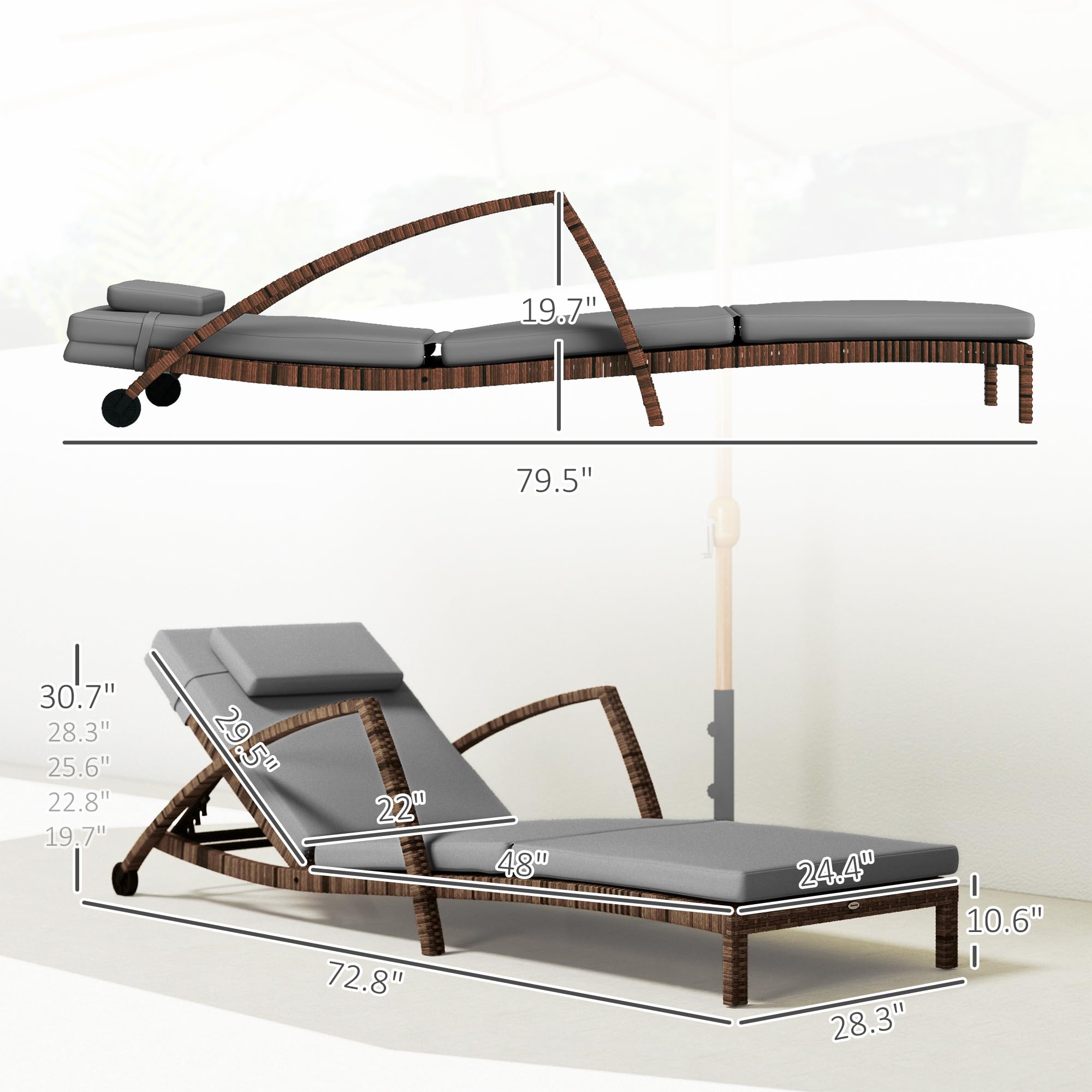 Outdoor Reclining Chaise Lounge Chair Set of 2