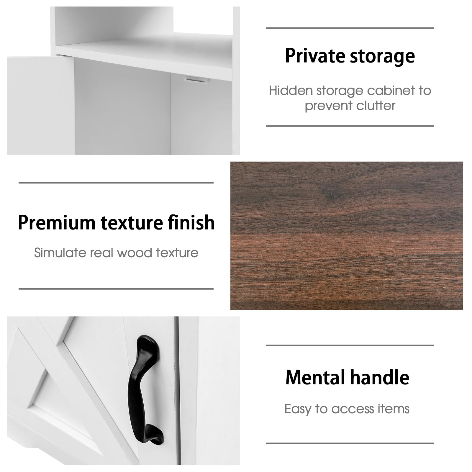 Farmhouse Coffee & End Table Set of 3 with Charging Station