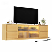 67" TV Stand with LED Lighting & Charging Station