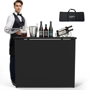 VINGLI 45" Commercial Grade Portable Bar Table for Events, Mobile Bartending Station, Outdoor Indoor Pop Up Bar Table with Skirt PP (45"-1P, Black, Standard)