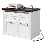 3-Drawer File Cabinet with Charging Station