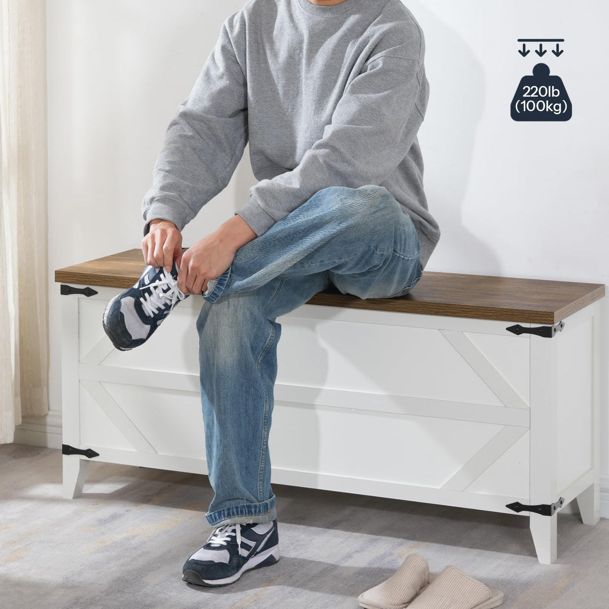 Farmhouse Toy Storage Bench