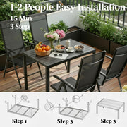 LIFERUN Outdoor Patio Table for 4-6 Person, 43×28in Rectangle Outdoor Dining Table with Wooden-Like Top and Aluminum Frame, Heat and Weather Resistant, Ideal for Garden, Patio, Poolside, Porch, Black