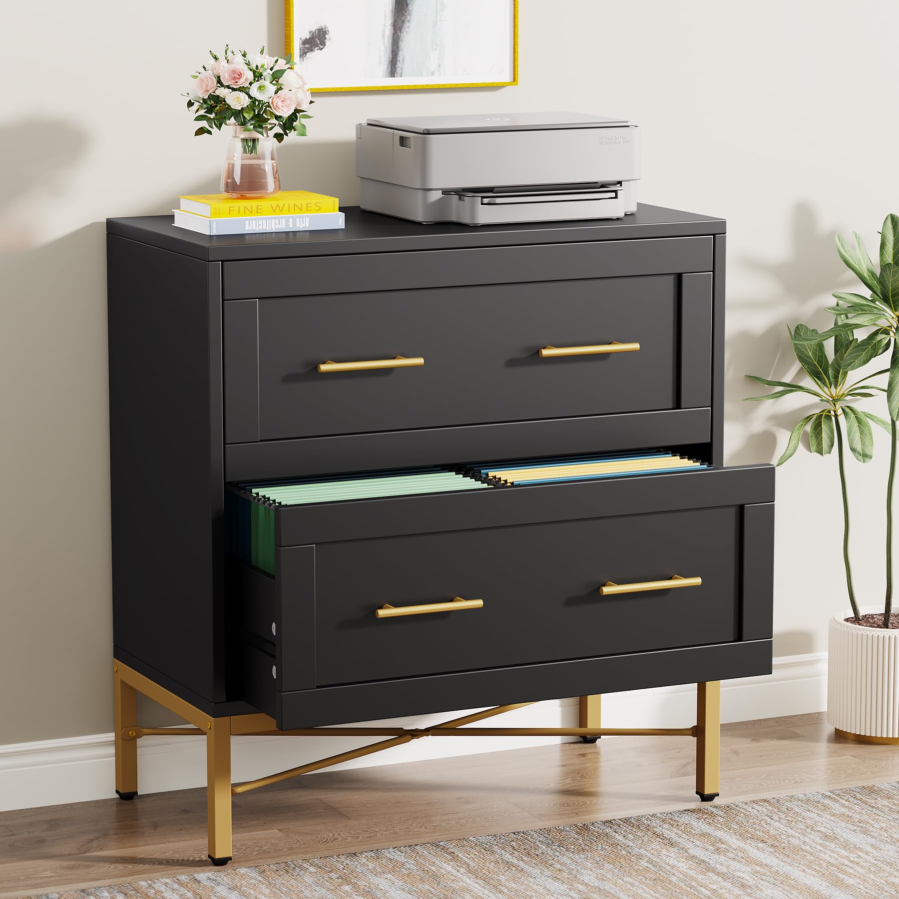 2-Drawer Lateral Filing Cabinet with Printer Stand