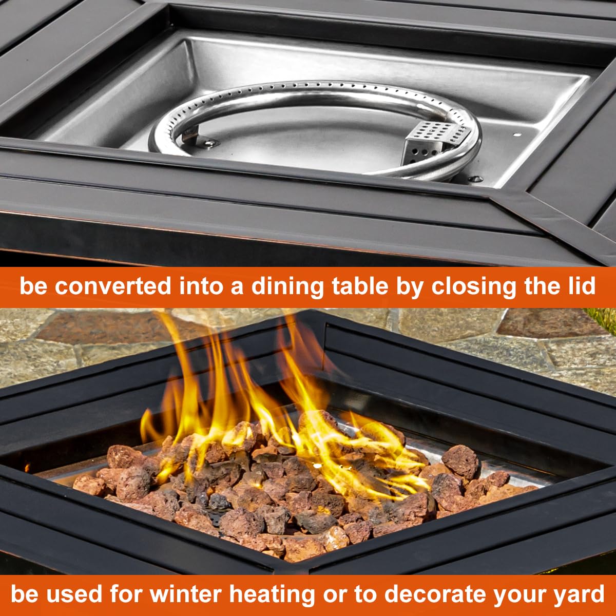OutVue 28 inch Propane Fire Pit Table,50000 BTU Gas Fire Pit
