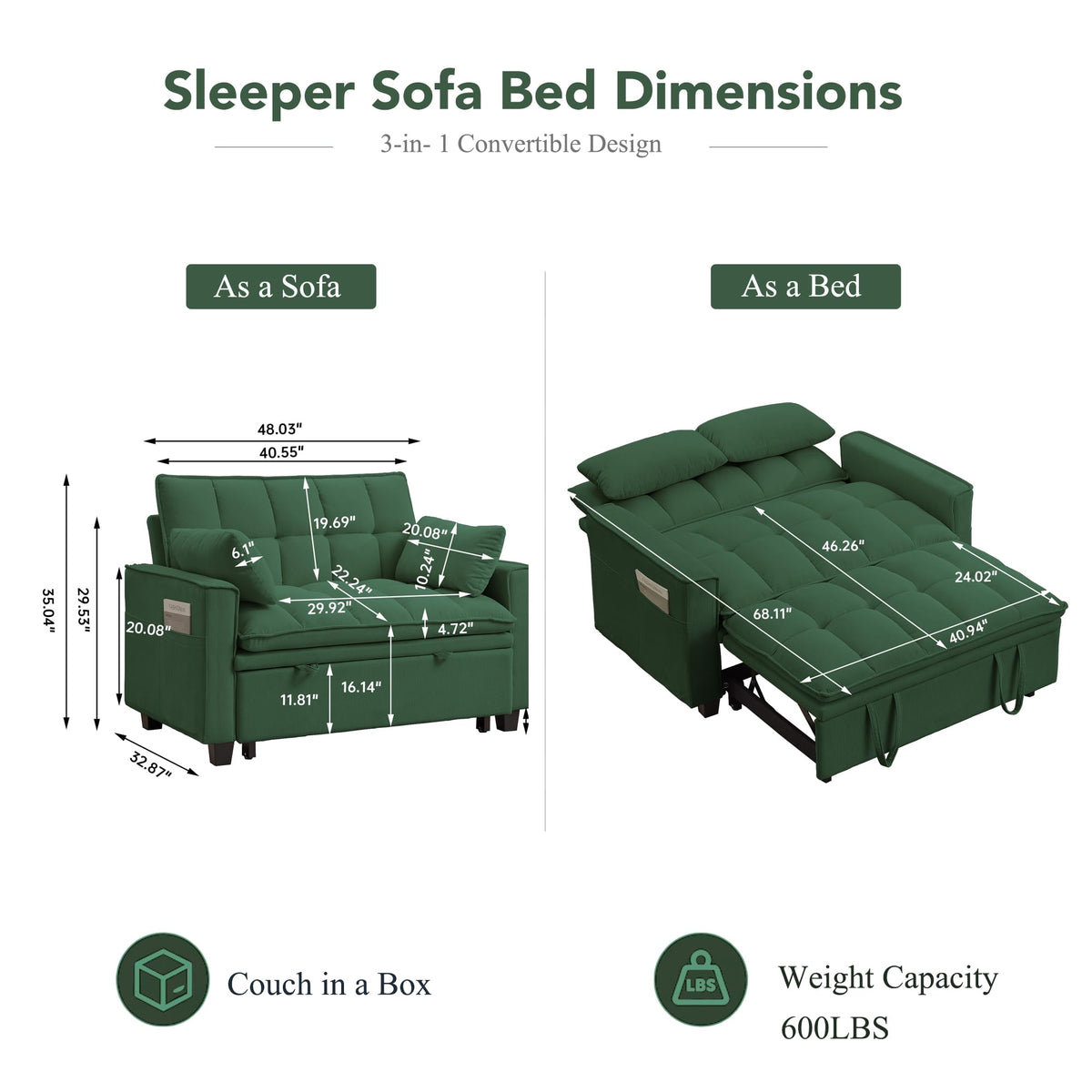 Convertible Loveseat Sofa Bed