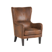 Brown Faux Leather Wingback Chair