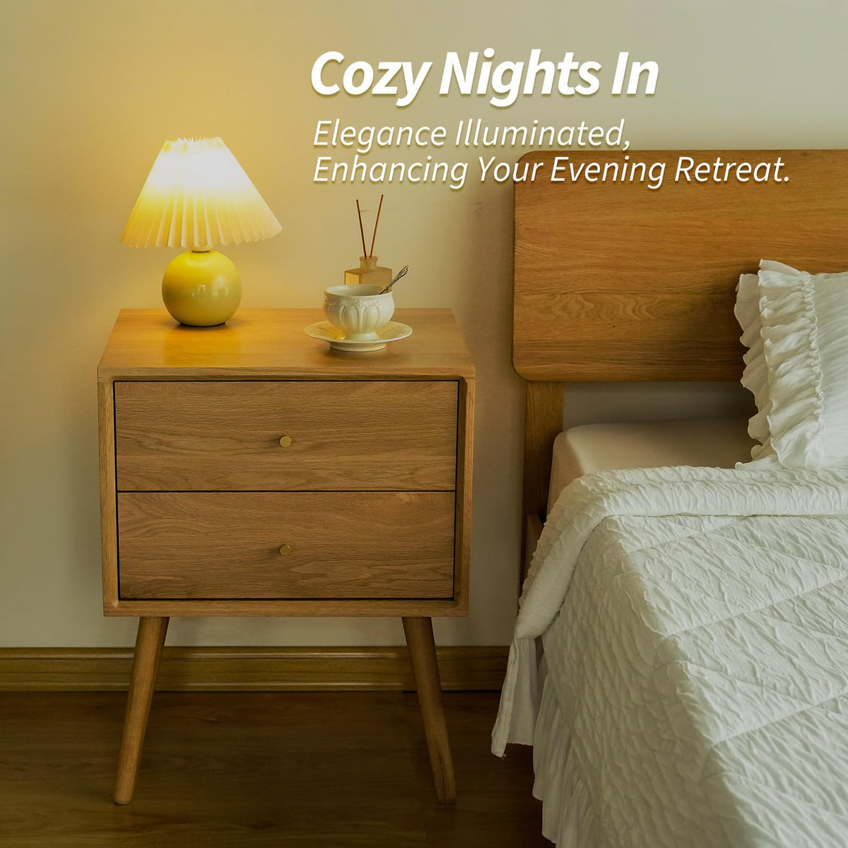 Solid Oak Nightstand with Drawer
