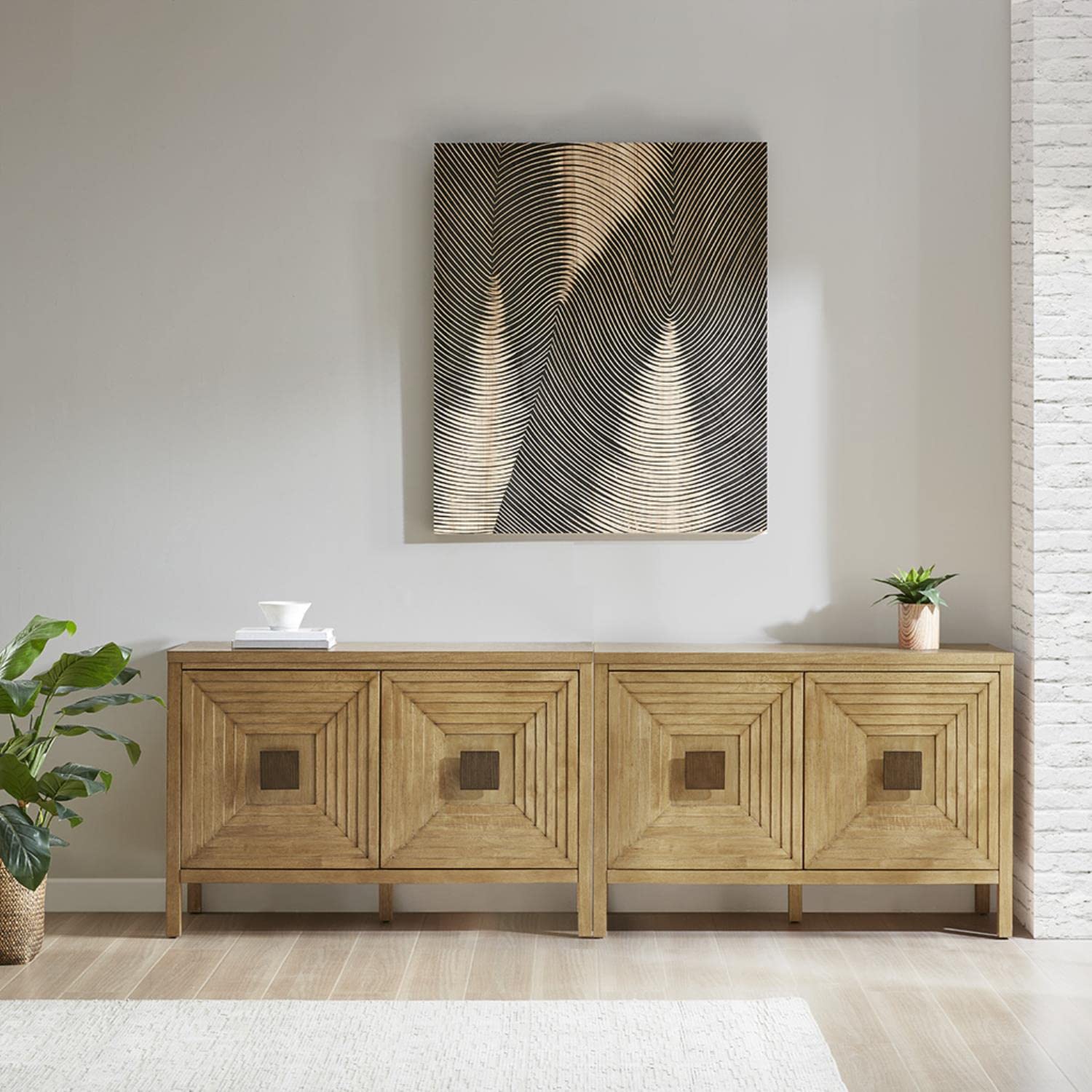 Geometric Accent Storage Cabinet with Adjustable Shelves