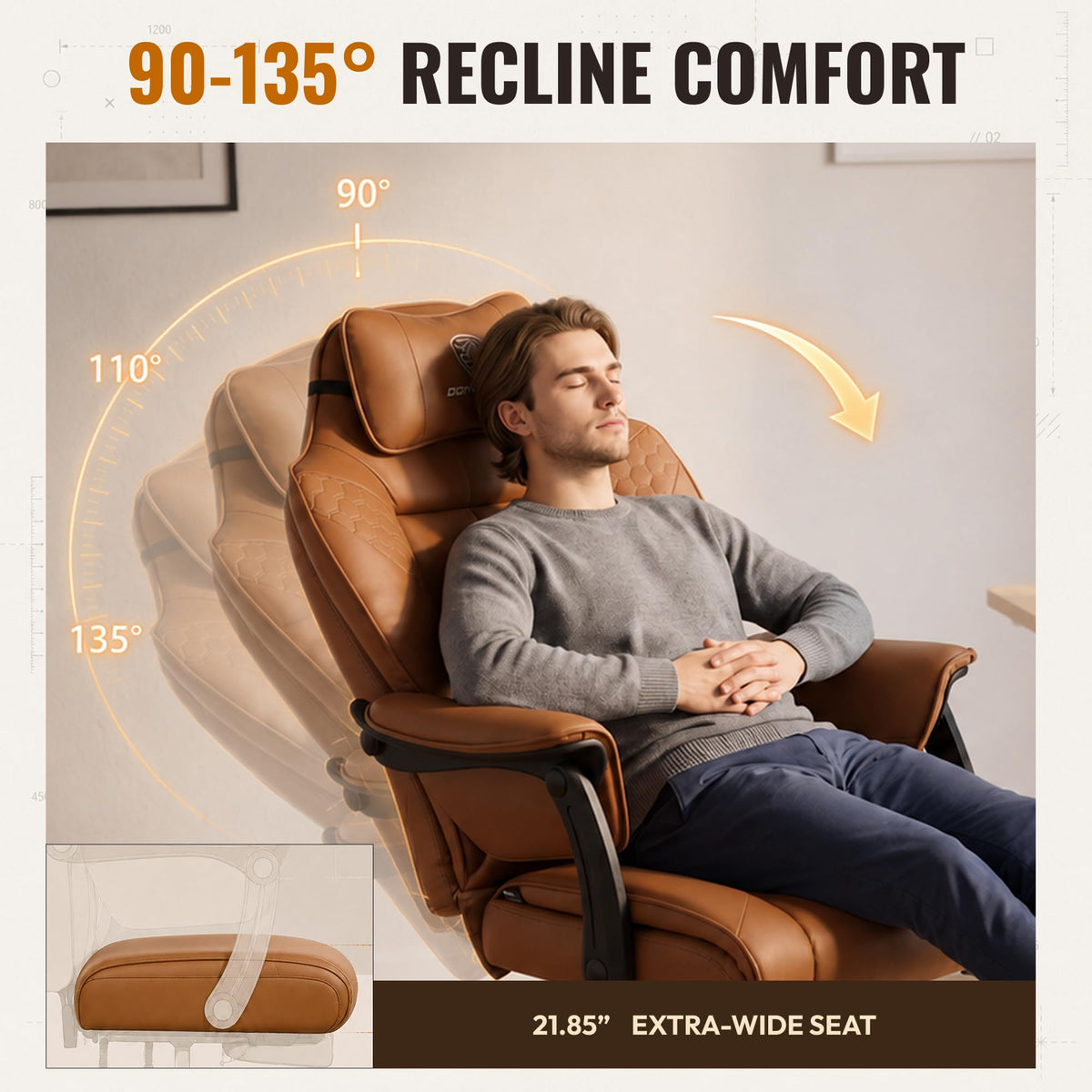 Dowinx Big and Tall Gaming Chair with Footrest for Home Office 500LBS Brown