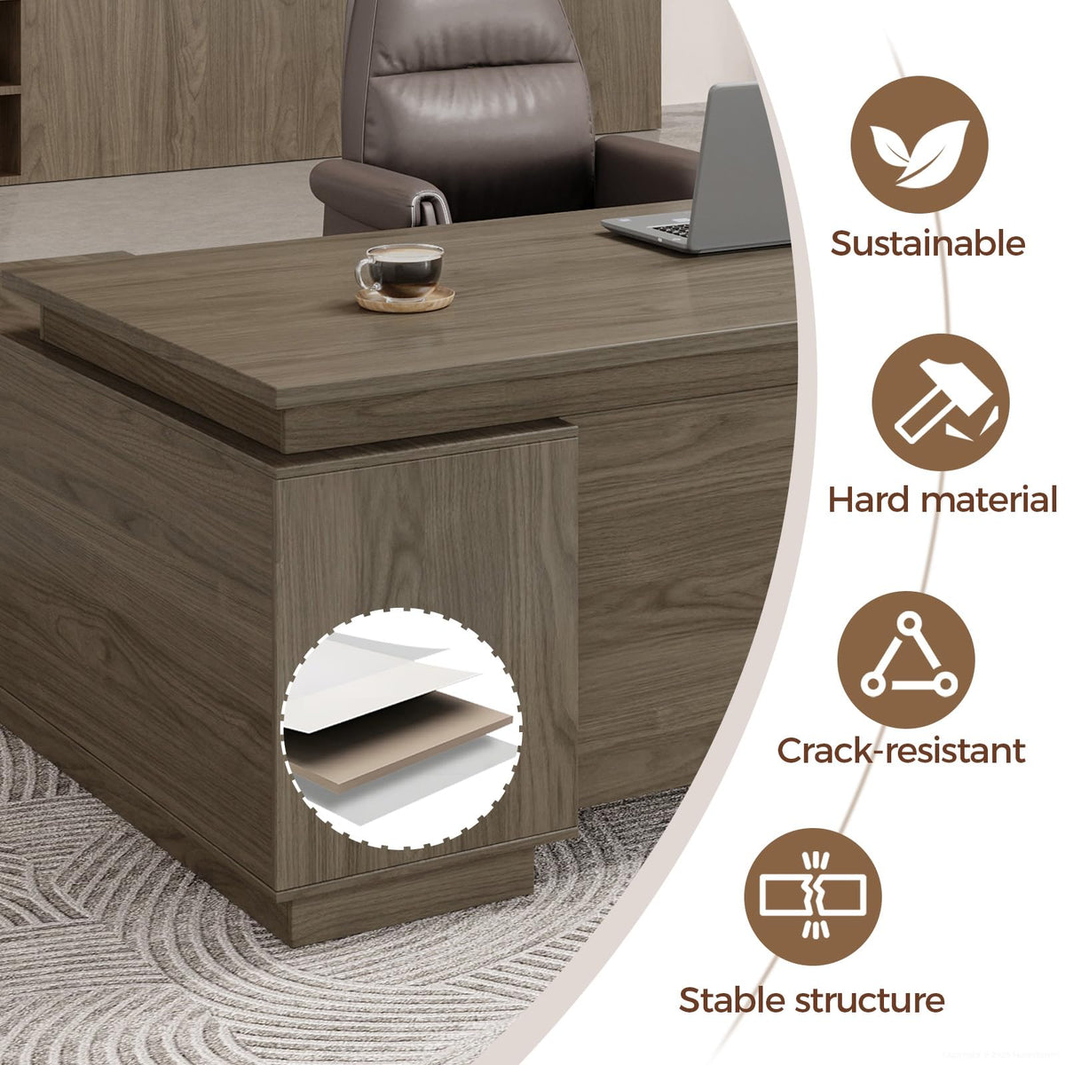 Reversible L-Shaped Executive Desk